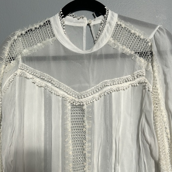 Iro Ease Long-Sleeve Sheer French Lace Blouse size 38- M - US 6 - Picture 7 of 14